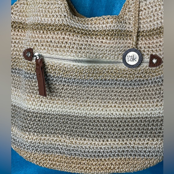 ๐ The Sak Ombrรฉ Hobo Crochet Shoulder Bag. Ivory, Beige and Gray Stripes. ๐ - Picture 15 of 15